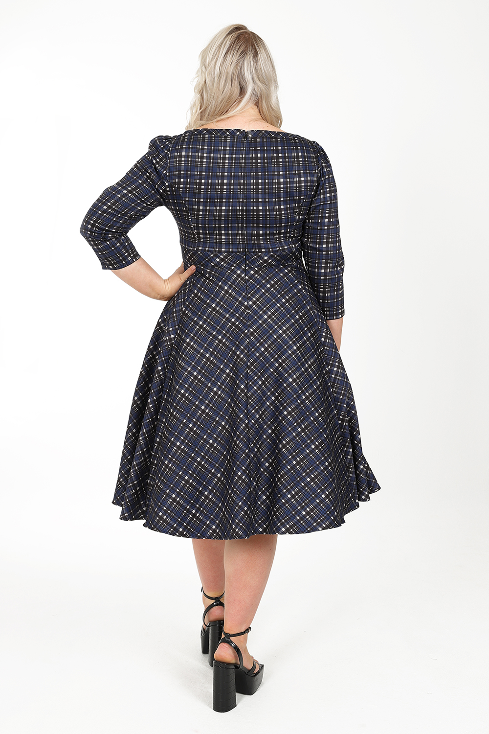 Anna Check Swing Dress in Extended Sizing